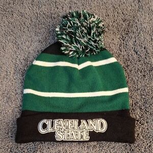 Cleveland State Pom-Pom Beanie - Green and Black Adult Small.